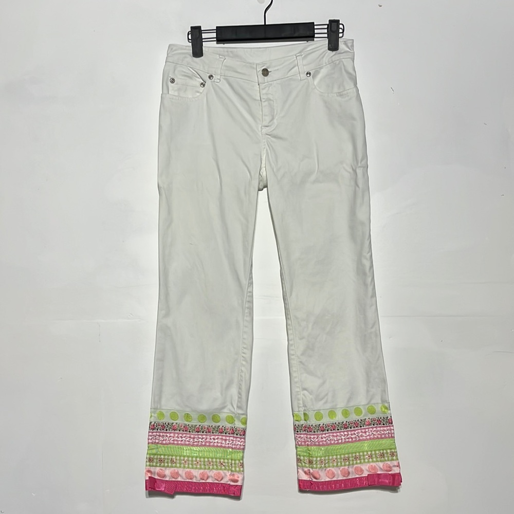 Lilly Pulitzer White Trendy Jean Ribbon White Label Denim Jeans Size 2 - Picture 1 of 10